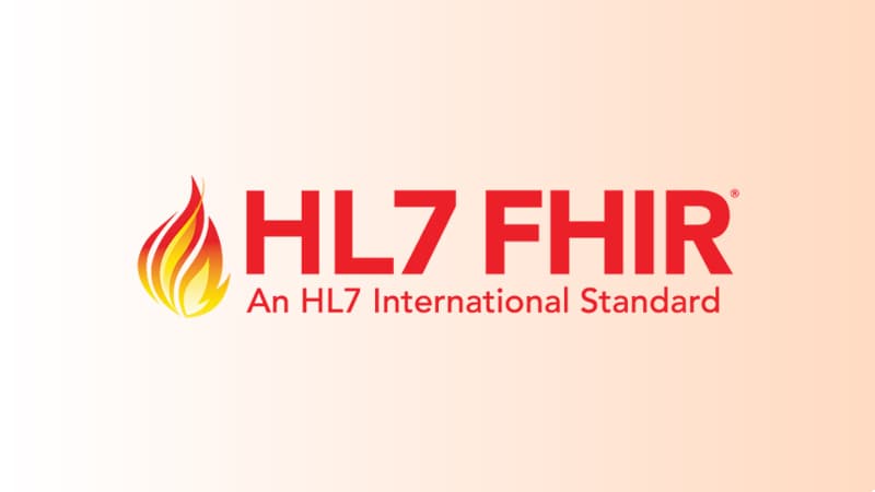 The HL7 FHIR logo, the data standard CMS-0062-P proposes for prior authorization and referral certification.